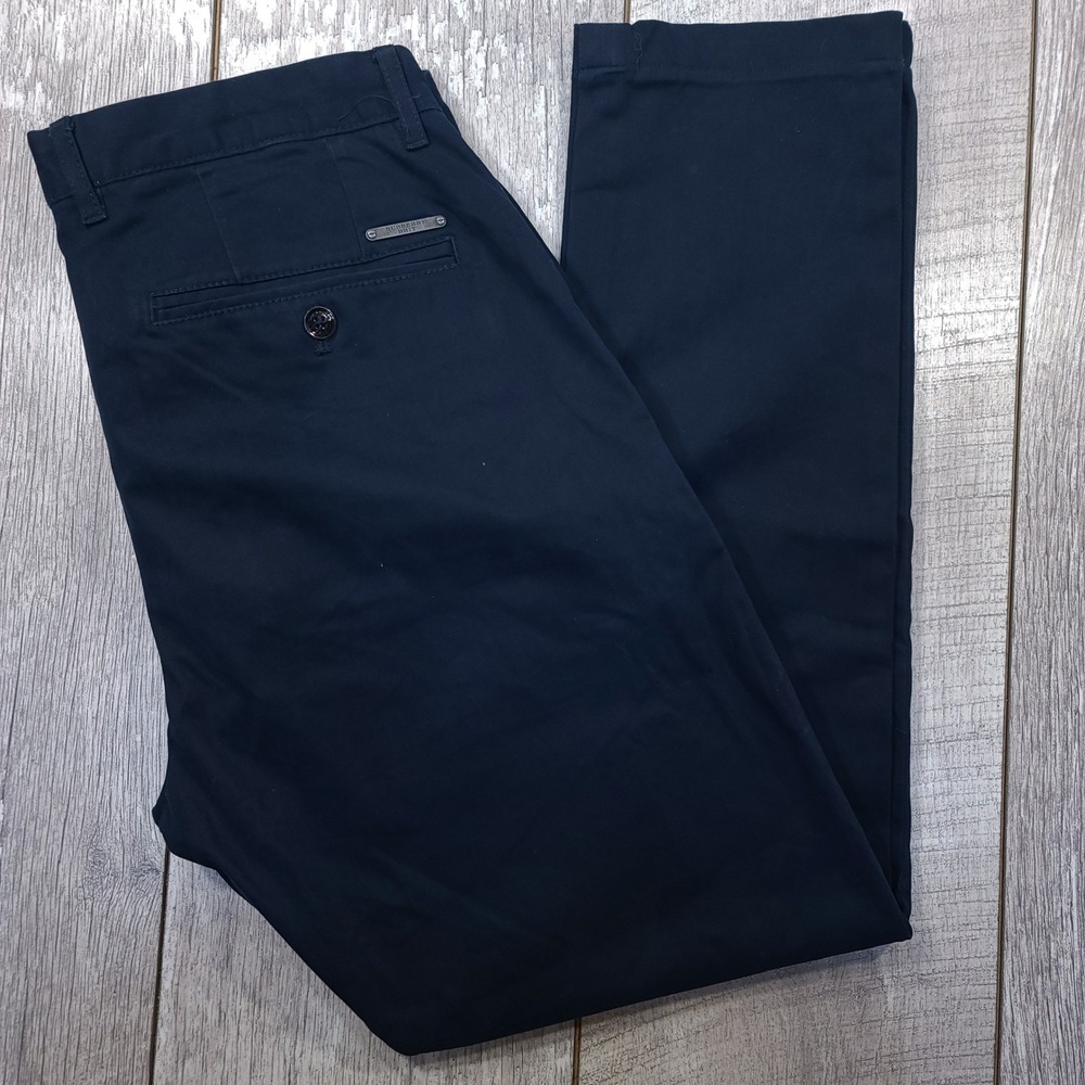 Burberry Brit Chino Pants Mens 32x28 Navy Blue Slim Fit Stretch Cotton Trousers